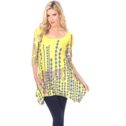 Women's 3/4 Sleeve Printed Rella Tunic Top With Pockets - White Mark 15 Women's 3/4 Sleeve Printed Rella Tunic Top With Pockets - White Mark -ChicMama Sales Store GUEST c53965d6 67b1 470d a605 eb6c586ab02e