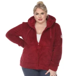 Plus Size Hooded High Pile Fleece Jacket - White Mark -ChicMama Sales Store GUEST cad34f64 309f 4b0e a62f f5f4447b5b80