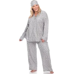 Women's Plus Size Three-Piece Pajama Set - White Mark -ChicMama Sales Store GUEST cade3700 b2ff 452c 9d61 dcaa0a9d5713