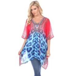 Women's Animal Print Caftan With Tie-up Neckline - One Size Fits Most - White Mark 13 Women's Animal Print Caftan With Tie-up Neckline - One Size Fits Most - White Mark -ChicMama Sales Store GUEST cb9ced83 0cc2 4b33 9b4d 7185444c97ac