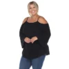 Plus Size Cold Shoulder Ruffle Sleeve Top -White Mark