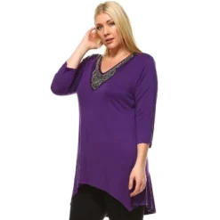 Women's Plus Size Embellished V-Neck Luna Tunic Top - White Mark -ChicMama Sales Store GUEST cfd3dc2e 024f 4132 81dc 2fcdb0c5c0a9