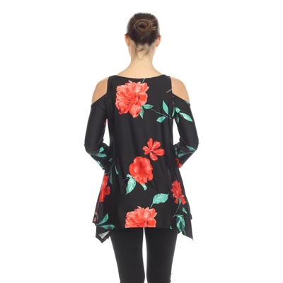 Maternity Floral Printed Cold Shoulder Tunic 2 Maternity Floral Printed Cold Shoulder Tunic - Image 2