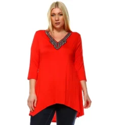 Women's Plus Size Embellished V-Neck Tonya Tunic Top - White Mark -ChicMama Sales Store GUEST cff472e3 fc26 461c a112 052193f33e0a