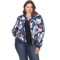Women's Plus Size Floral Bomber Jacket - White Mark -ChicMama Sales Store GUEST d084d1cc da1c 443c a86a d36d6a3dfcb8
