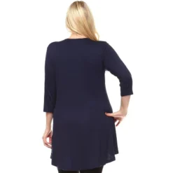 Women's Plus Size Embellished V-Neck Luna Tunic Top - White Mark