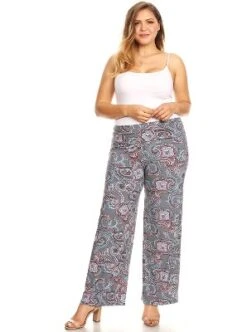 Women's Plus Size Paisley Printed Palazzo Pants - White Mark -ChicMama Sales Store GUEST d235fd82 038f 45ba b338 8c16589ef614