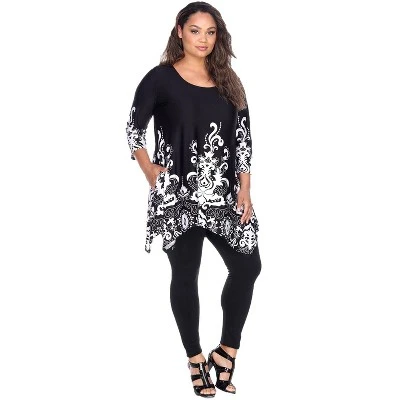 Women's Plus Size Scoop Neck Printed Yanette Tunic Top - White Mark 7 Women's Plus Size Scoop Neck Printed Yanette Tunic Top - White Mark - Image 7