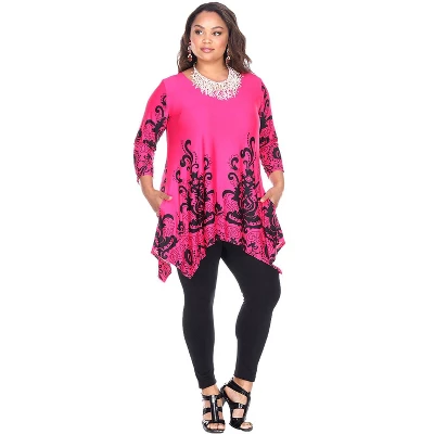 Women's Plus Size Scoop Neck Printed Yanette Tunic Top - White Mark 6 Women's Plus Size Scoop Neck Printed Yanette Tunic Top - White Mark - Image 6