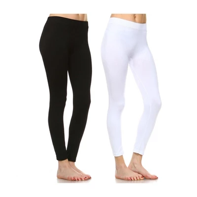 Women's Pack Of 2 Solid Leggings - One Size Fits Most - White Mark 5 Women's Pack Of 2 Solid Leggings - One Size Fits Most - White Mark - Image 5