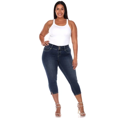 Women's Plus Size Capri Jeans - White Mark 9 Women's Plus Size Capri Jeans - White Mark - Image 9