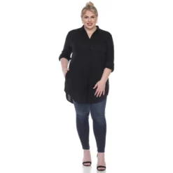 Plus Size Stretchy Tunic -White Mark