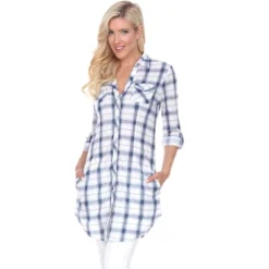 Women's Piper Stretchy Plaid Tunic With Pockets - White Mark -ChicMama Sales Store GUEST e1a7e739 c9a2 42ac a4c1 690735337add