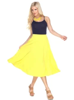 Women's Flared Midi Skirt With Pockets - White Mark -ChicMama Sales Store GUEST e6468672 c3ca 4438 9b9d e858a2153809