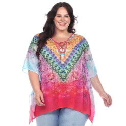 Plus Size Animal Print Caftan With Tie-up Neckline - One Size Fits Most Plus - White Mark -ChicMama Sales Store GUEST e6f2384e aa78 4686 a4a4 61e3cc64bcce