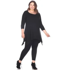 Women's Plus Size 3/4 Sleeve Makayla Tunic Top With Pockets - White Mark -ChicMama Sales Store GUEST e7013726 0b1f 43ab ad41 3bc9897f58d7