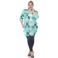 Plus Size Plaid Tunic Shirt - White Mark -ChicMama Sales Store GUEST e8543cdd ac7a 406b 9b8b bb35544107a3