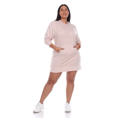 Women's Plus Size Hoodie Sweatshirt Dress - White Mark 11 Women's Plus Size Hoodie Sweatshirt Dress - White Mark - Image 11