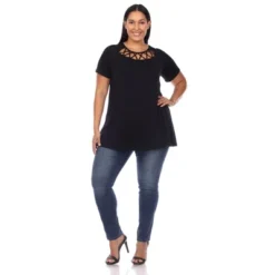 Plus Size Crisscross Neck Short Sleeve Top - White Mark -ChicMama Sales Store GUEST ea041bd0 3086 49f6 9418 d500203b7902