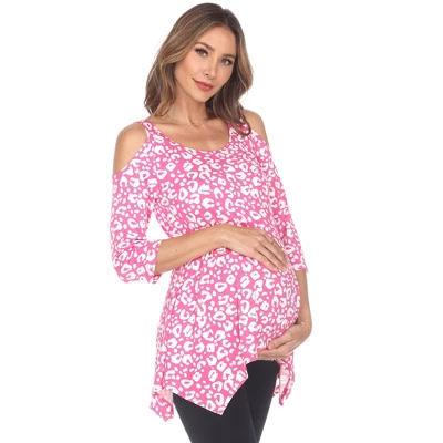 Maternity Leopard Cold Shoulder Tunic Top 1 Maternity Leopard Cold Shoulder Tunic Top