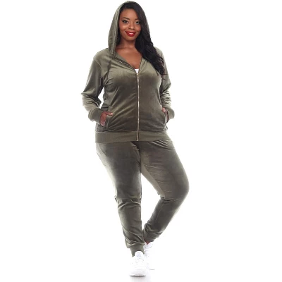 Women's Plus Size 2 Piece Velour Tracksuit Set - White Mark 11 Women's Plus Size 2 Piece Velour Tracksuit Set - White Mark - Image 11
