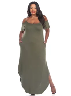 Women's Plus Size Cold Shoulder Lexi Maxi Dress With Pockets - White Mark -ChicMama Sales Store GUEST ef14a834 58e2 44cd 978c 31259b636b22