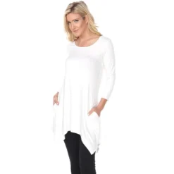 Women's 3/4 Sleeve Makayla Tunic Top With Pockets - White Mark -ChicMama Sales Store GUEST f112f0cd 551e 4863 a23d ed7d4705785b