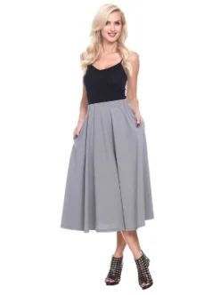Women's Flared Midi Skirt With Pockets - White Mark -ChicMama Sales Store GUEST f179f783 961a 4c16 a4d3 3d7b8ae80129