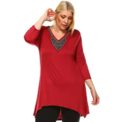 Women's Plus Size Embellished V-Neck Luna Tunic Top - White Mark -ChicMama Sales Store GUEST f18f6b6a 750c 41f4 ab33 7188dc74ed1a