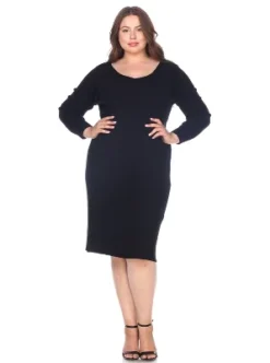 Women's Plus Size Long Sleeve Destiny Sweater Dress - White Mark -ChicMama Sales Store GUEST f3619a46 e751 47e3 8678 3215ec027799