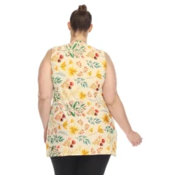 Plus Size Floral Sleeveless Tunic Top - White Mark