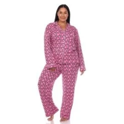 Plus Size Long Sleeve Heart Print Pajama Set - White Mark -ChicMama Sales Store GUEST f47e3d8b 3abf 42c3 a5b7 c062b1517fdb