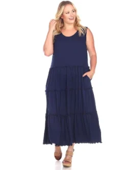 Women's Plus Size Scoop Neck Tiered Midi Dress - White Mark -ChicMama Sales Store GUEST f5031bc4 fd4d 4ee5 96aa 7e73ee4f306b