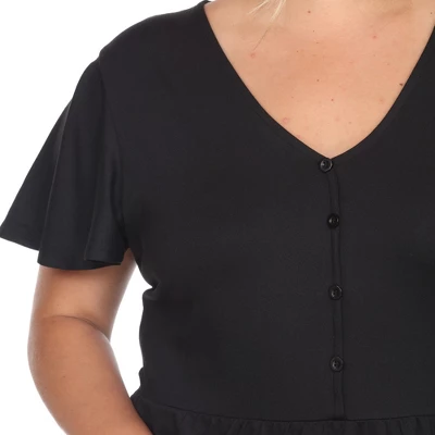 Plus Size Short Sleeve V-neck Tiered Midi Dress 4 Plus Size Short Sleeve V-neck Tiered Midi Dress - Image 4