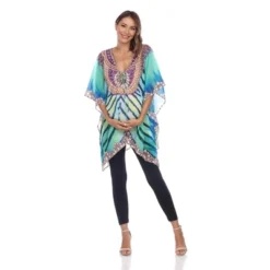 Maternity Plus Size Short Caftan With Tie-up Neckline - White Mark -ChicMama Sales Store GUEST f83a28ae 1cc2 4241 85d4 dbb2ee902ef9
