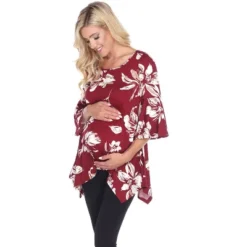 Maternity Floral Printed 3/4 Sleeve Roche Tunic - White Mark -ChicMama Sales Store GUEST f8ea8c5b c8a8 48ea b9cb 3f6922078ba8