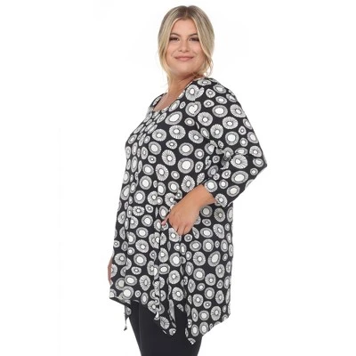 Plus Size Printed Geometric Tunic Top - White Mark