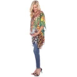 Maternity Animal Print Caftan With Tie-up Neckline - One Size Fits Most - White Mark -ChicMama Sales Store GUEST fc7cd45d 2287 4657 9a8f cd8c6fb1ab09