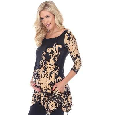 Maternity Scoop Neck Ganette Tunic With Pockets - White Mark