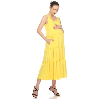 Maternity Scoop Neck Tiered Midi Dress 1 Maternity Scoop Neck Tiered Midi Dress
